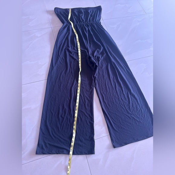 Mia Rose Brand Women’s Jumpsuit wide leg Strapless with pockets elastic waist - Picture 14 of 16